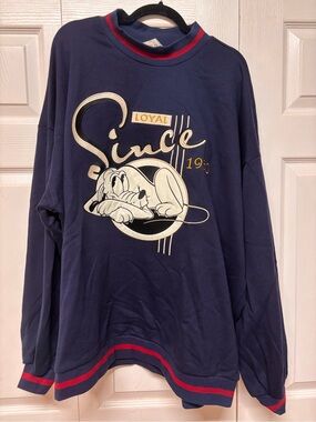 NWOT Disney Navy Blue Pluto Graphic Sweatshirt with Red Trim 3XL